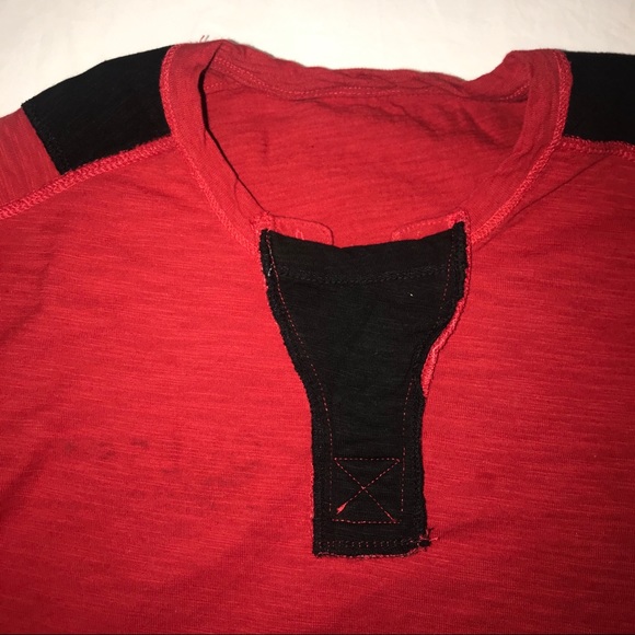 Lightly Used Guess Red with Buttons on neckline Men's Shirt - Medium - Picture 7 of 9